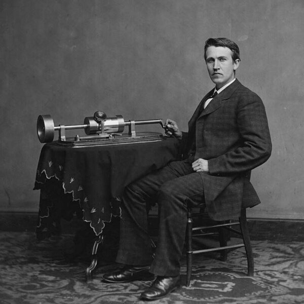History of vinyl -Edison w/ phonograph