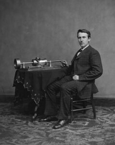 History of vinyl -Edison w/ phonograph